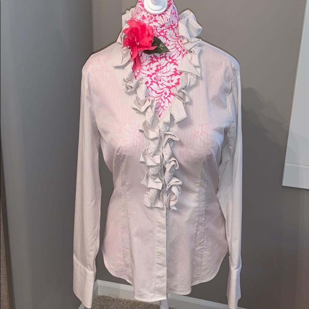 🌺Antonio Melani Blouse White/Tan Size S